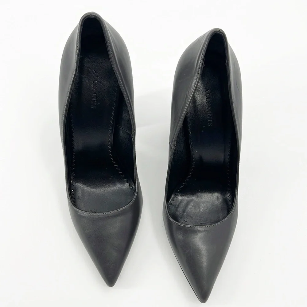 All Saints Cubista Mirrored Heel Pumps Gray size 38 size 7 - Picture 7 of 14